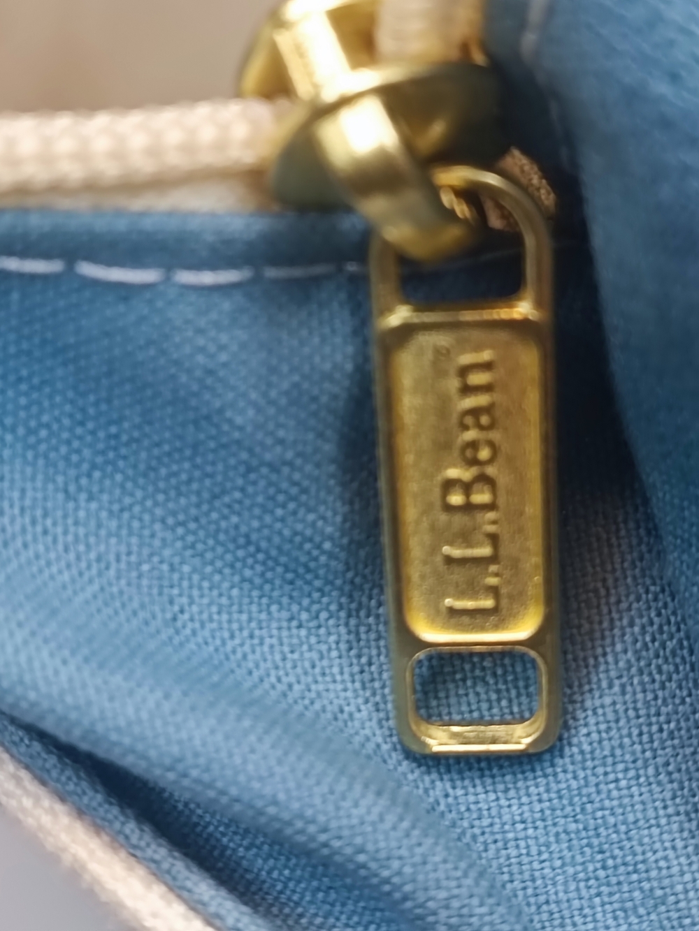 L.L.Bean Boat and Tote Zip-Top Medium Canvas Bag Regatta Blue Long Handles CBK - Picture 7 of 15